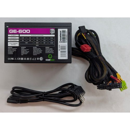 Блок живлення GAMEMAX GE-600 600W (GE-600) (Відновлено продавцем, 794648) купити з перевіркою сумісності: огляд, характеристики, ціна у Києві, Львові, Вінниці, Хмельницькому, Івано-Франківську, Україні | інтернет-магазин TELEMART.UA фото