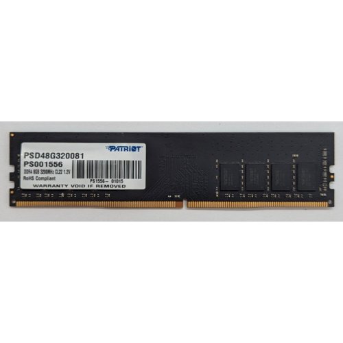 Купить Озу Patriot DDR4 8GB 3200Mhz Signature Line (PSD48G320081) (Восстановлено продавцом, 794665) с проверкой совместимости: обзор, характеристики, цена в Киеве, Днепре, Одессе, Харькове, Украине | интернет-магазин TELEMART.UA фото