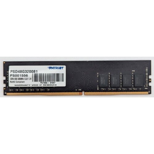 Купить Озу Patriot DDR4 8GB 3200Mhz Signature Line (PSD48G320081) (Восстановлено продавцом, 794667) с проверкой совместимости: обзор, характеристики, цена в Киеве, Днепре, Одессе, Харькове, Украине | интернет-магазин TELEMART.UA фото