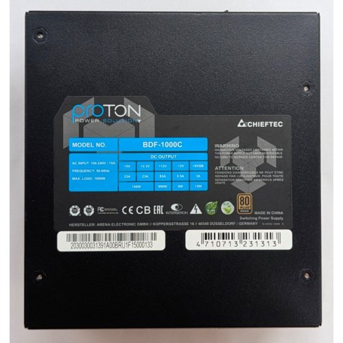 Блок живлення CHIEFTEC Proton 1000W (BDF-1000C) (Відновлено продавцем, 794697) купити з перевіркою сумісності: огляд, характеристики, ціна у Києві, Львові, Вінниці, Хмельницькому, Івано-Франківську, Україні | інтернет-магазин TELEMART.UA фото