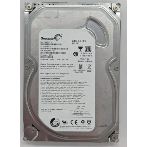 Купить Жесткий диск Seagate Pipeline HD.2 500GB 5900RPM 3.5" (ST3500312CS) (Восстановлено продавцом, 794704) с проверкой совместимости: обзор, характеристики, цена в Киеве, Днепре, Одессе, Харькове, Украине | интернет-магазин TELEMART.UA фото