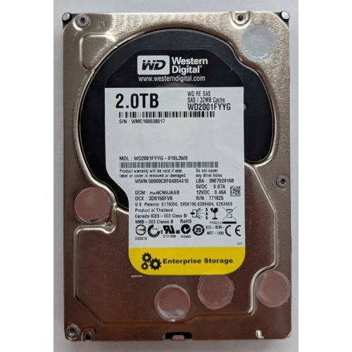 Купить Жесткий диск Western Digital RE (SAS) 2TB 32MB 3.5" (WD2001FYYG) (Восстановлено продавцом, 794716) с проверкой совместимости: обзор, характеристики, цена в Киеве, Днепре, Одессе, Харькове, Украине | интернет-магазин TELEMART.UA фото