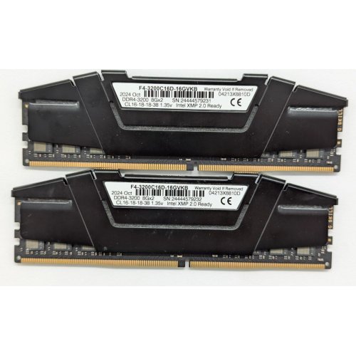 Озп G.Skill DDR4 16GB (2x8GB) 3200Mhz Ripjaws V (F4-3200C16D-16GVKB) (Відновлено продавцем, 794987) купити з перевіркою сумісності: огляд, характеристики, ціна у Києві, Львові, Вінниці, Хмельницькому, Івано-Франківську, Україні | інтернет-магазин TELEMART.UA фото