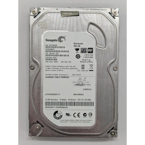 Купить Жесткий диск Seagate Barracuda 7200.12 500GB 16MB 7200RPM 3.5" (ST500DM002) (Восстановлено продавцом, 795064) с проверкой совместимости: обзор, характеристики, цена в Киеве, Днепре, Одессе, Харькове, Украине | интернет-магазин TELEMART.UA фото
