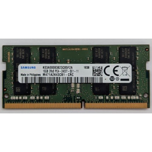 Купить Озу Samsung SODIMM DDR4 16GB 2400Mhz (M471A2K43CB1-CRC) (Восстановлено продавцом, 795230) с проверкой совместимости: обзор, характеристики, цена в Киеве, Днепре, Одессе, Харькове, Украине | интернет-магазин TELEMART.UA фото