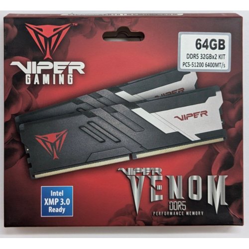Купить Озу Patriot DDR5 64GB (2x32GB) 6400Mhz Viper Venom (PVV564G640C32K) (Восстановлено продавцом, 795290) с проверкой совместимости: обзор, характеристики, цена в Киеве, Днепре, Одессе, Харькове, Украине | интернет-магазин TELEMART.UA фото