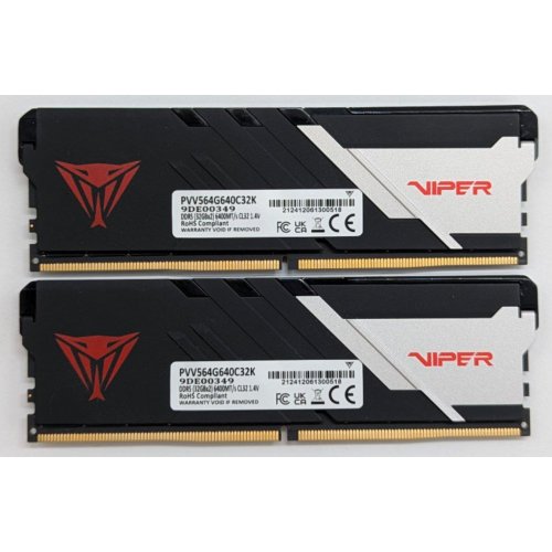 Купить Озу Patriot DDR5 64GB (2x32GB) 6400Mhz Viper Venom (PVV564G640C32K) (Восстановлено продавцом, 795290) с проверкой совместимости: обзор, характеристики, цена в Киеве, Днепре, Одессе, Харькове, Украине | интернет-магазин TELEMART.UA фото
