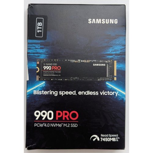 Купить Ssd-диск Samsung 990 PRO V-NAND 3-bit MLC 1TB M.2 (2280 PCI-E) NVMe 2.0 (MZ-V9P1T0BW) (Восстановлено продавцом, 795302) с проверкой совместимости: обзор, характеристики, цена в Киеве, Днепре, Одессе, Харькове, Украине | интернет-магазин TELEMART.UA фото