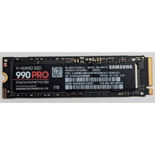 Купить Ssd-диск Samsung 990 PRO V-NAND 3-bit MLC 1TB M.2 (2280 PCI-E) NVMe 2.0 (MZ-V9P1T0BW) (Восстановлено продавцом, 795302) с проверкой совместимости: обзор, характеристики, цена в Киеве, Днепре, Одессе, Харькове, Украине | интернет-магазин TELEMART.UA фото
