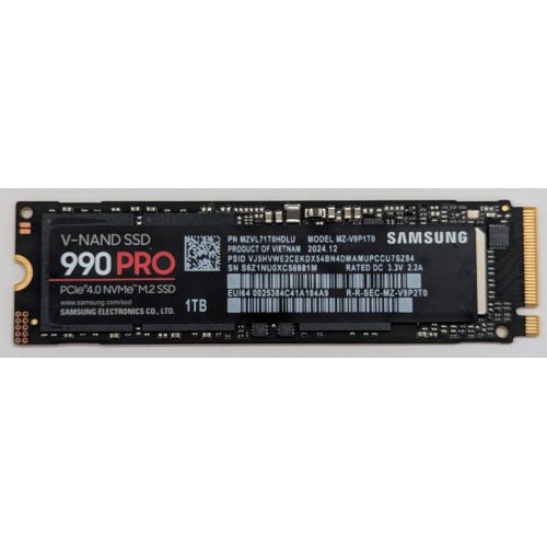 Купить Ssd-диск Samsung 990 PRO V-NAND 3-bit MLC 1TB M.2 (2280 PCI-E) NVMe 2.0 (MZ-V9P1T0BW) (Восстановлено продавцом, 795303) с проверкой совместимости: обзор, характеристики, цена в Киеве, Днепре, Одессе, Харькове, Украине | интернет-магазин TELEMART.UA фото