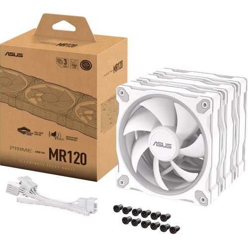 Набір кулерів для корпусу Asus Prime MR120 ARGB Triple Pack (90DA00I3-B09020) White купити з перевіркою сумісності: огляд, характеристики, ціна у Києві, Львові, Вінниці, Хмельницькому, Івано-Франківську, Україні | інтернет-магазин TELEMART.UA фото
