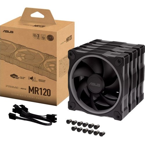 Набір кулерів для корпусу Asus Prime MR120 ARGB Triple Pack (90DA00I0-B09020) Black купити з перевіркою сумісності: огляд, характеристики, ціна у Києві, Львові, Вінниці, Хмельницькому, Івано-Франківську, Україні | інтернет-магазин TELEMART.UA фото