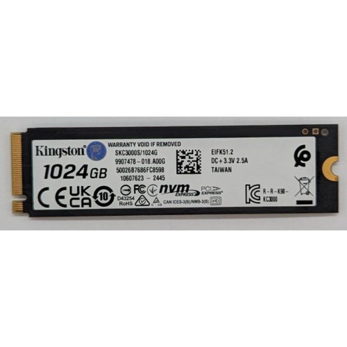 Ssd-диск Kingston KC3000 3D NAND TLC 1TB M.2 (2280 PCI-E) NVMe x4 (SKC3000S/1024G) (Відновлено продавцем, 795500) купити з перевіркою сумісності: огляд, характеристики, ціна у Києві, Львові, Вінниці, Хмельницькому, Івано-Франківську, Україні | інтернет-магазин TELEMART.UA фото