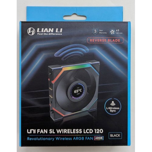 Купить Кулер для корпуса Lian Li Uni Fan SL Wireless LCD 120 Reverse Blade (G99.12RSLLCD1W1B.00) Black (Восстановлено продавцом, 795632) с проверкой совместимости: обзор, характеристики, цена в Киеве, Днепре, Одессе, Харькове, Украине | интернет-магазин TELEMART.UA фото