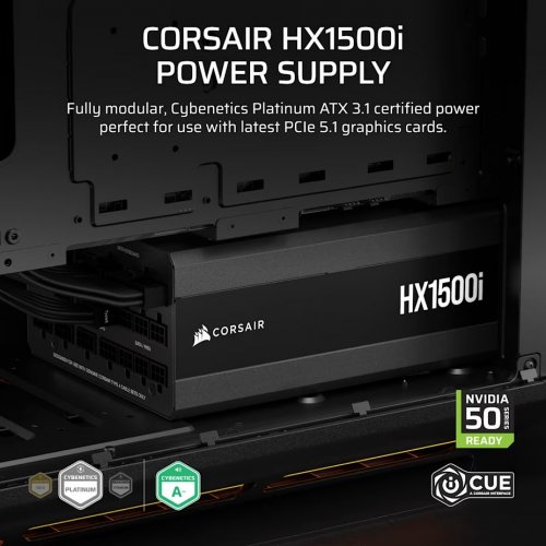 Блок живлення Corsair HX1500i PCIE5 1500W (CP-9020309-EU) купити з перевіркою сумісності: огляд, характеристики, ціна у Києві, Львові, Вінниці, Хмельницькому, Івано-Франківську, Україні | інтернет-магазин TELEMART.UA фото