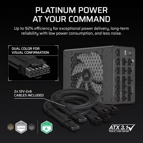 Блок живлення Corsair HX1500i PCIE5 1500W (CP-9020309-EU) купити з перевіркою сумісності: огляд, характеристики, ціна у Києві, Львові, Вінниці, Хмельницькому, Івано-Франківську, Україні | інтернет-магазин TELEMART.UA фото