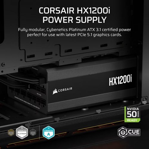 Блок живлення Corsair HX1200i PCIE5 1200W (CP-9020307-EU) купити з перевіркою сумісності: огляд, характеристики, ціна у Києві, Львові, Вінниці, Хмельницькому, Івано-Франківську, Україні | інтернет-магазин TELEMART.UA фото