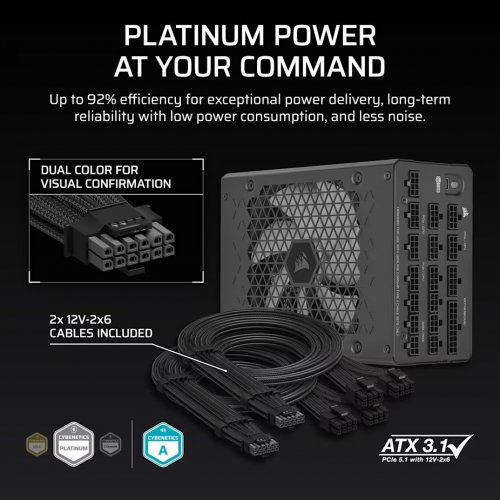 Блок живлення Corsair HX1200i PCIE5 1200W (CP-9020307-EU) купити з перевіркою сумісності: огляд, характеристики, ціна у Києві, Львові, Вінниці, Хмельницькому, Івано-Франківську, Україні | інтернет-магазин TELEMART.UA фото
