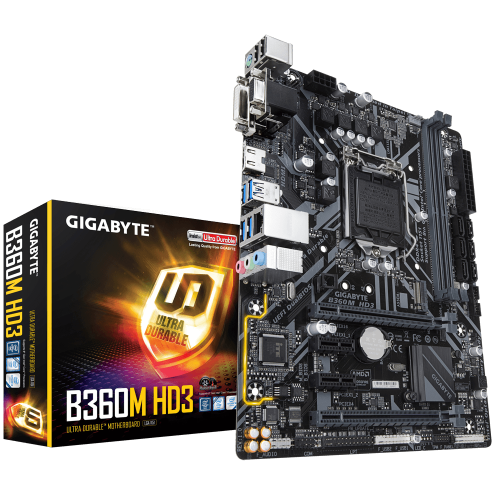Photo Motherboard Gigabyte B360M HD3 (s1151-V2, Intel B360)