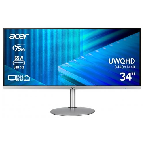 Монітор Acer 34" CB342CUsemiphuzx (UM.CB2EE.016) Silver купити в Україні: Київ, Львів, Хмельницький, Тернопіль, Івано-Франківськ | Низька ціна, відгуки, характеристики від TELEMART фото
