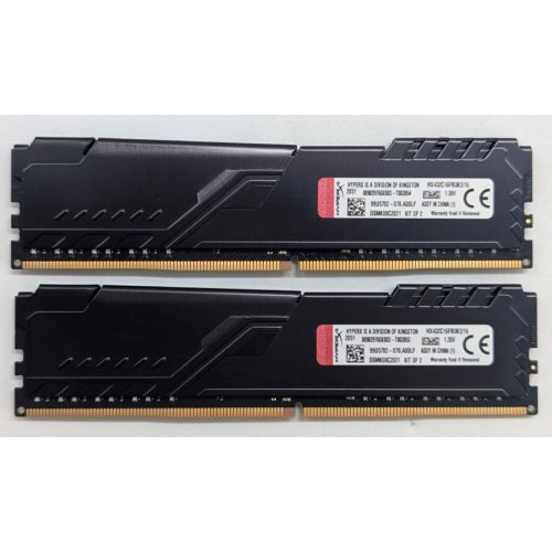 Озп HyperX DDR4 16GB (2x8GB) 3200Mhz Fury Black (HX432C16FB3K2/16) (Відновлено продавцем, 796415) купити з перевіркою сумісності: огляд, характеристики, ціна у Києві, Львові, Вінниці, Хмельницькому, Івано-Франківську, Україні | інтернет-магазин TELEMART.UA фото