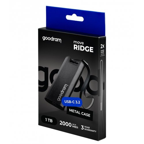 SSD-диск GoodRAM Move Ridge 1TB USB 3.2 Gen 2 (SSDR-GMRE-01T-K0) Black купити з перевіркою сумісності: огляд, характеристики, ціна у Києві, Львові, Вінниці, Хмельницькому, Івано-Франківську, Україні | інтернет-магазин TELEMART.UA фото