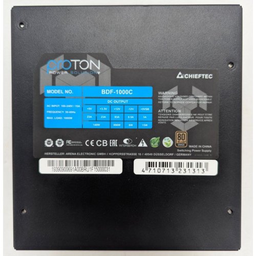 Купить Блок питания CHIEFTEC Proton 1000W (BDF-1000C) (Восстановлено продавцом, 796702) с проверкой совместимости: обзор, характеристики, цена в Киеве, Днепре, Одессе, Харькове, Украине | интернет-магазин TELEMART.UA фото