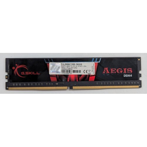 Купить Озу G.Skill DDR4 16GB 2666Mhz Aegis (F4-2666C19S-16GIS) (Восстановлено продавцом, 796814) с проверкой совместимости: обзор, характеристики, цена в Киеве, Днепре, Одессе, Харькове, Украине | интернет-магазин TELEMART.UA фото