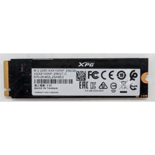 Ssd-диск ADATA XPG SX8100 3D NAND 256GB M.2 (2280 PCI-E) NVMe x4 (ASX8100NP-256GT-C) (Відновлено продавцем, 797004) купити з перевіркою сумісності: огляд, характеристики, ціна у Києві, Львові, Вінниці, Хмельницькому, Івано-Франківську, Україні | інтернет-магазин TELEMART.UA фото