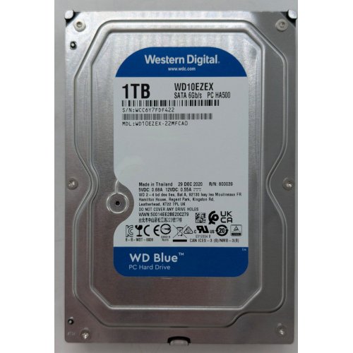 Жорсткий диск Western Digital Blue 1TB 64MB 3.5" (WD10EZEX) (Відновлено продавцем, 797010) купити з перевіркою сумісності: огляд, характеристики, ціна у Києві, Львові, Вінниці, Хмельницькому, Івано-Франківську, Україні | інтернет-магазин TELEMART.UA фото