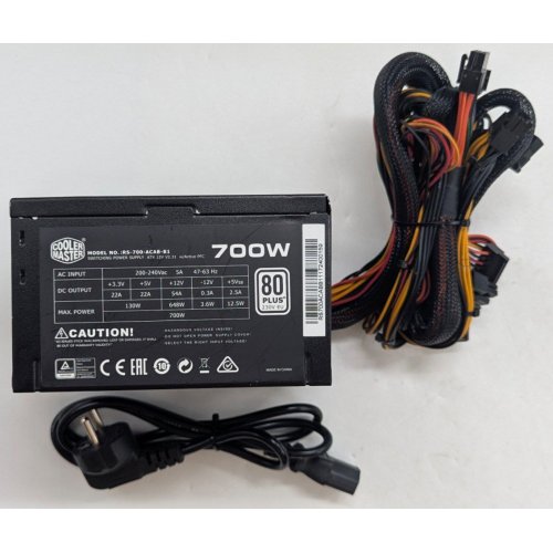 Блок живлення Cooler Master 700W (RS-700-ACAB-B1) (Відновлено продавцем, 797021) купити з перевіркою сумісності: огляд, характеристики, ціна у Києві, Львові, Вінниці, Хмельницькому, Івано-Франківську, Україні | інтернет-магазин TELEMART.UA фото