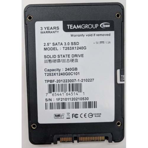 Купить Ssd-диск Team GX1 TLC 240GB 2.5" (T253X1240G0C101) (Восстановлено продавцом, 797090) с проверкой совместимости: обзор, характеристики, цена в Киеве, Днепре, Одессе, Харькове, Украине | интернет-магазин TELEMART.UA фото