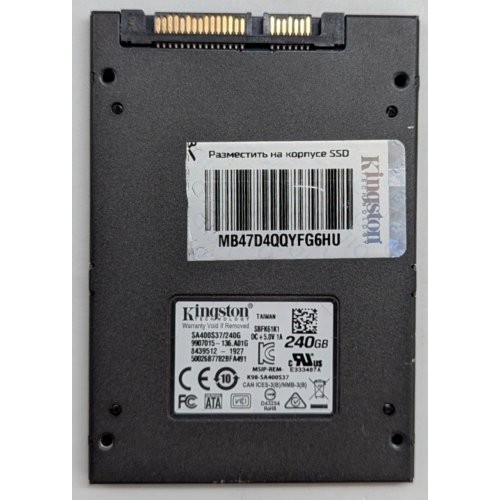 Ssd-диск Kingston SSDNow A400 TLC 240GB 2.5'' (SA400S37/240GBK) OEM (Відновлено продавцем, 797163) купити з перевіркою сумісності: огляд, характеристики, ціна у Києві, Львові, Вінниці, Хмельницькому, Івано-Франківську, Україні | інтернет-магазин TELEMART.UA фото