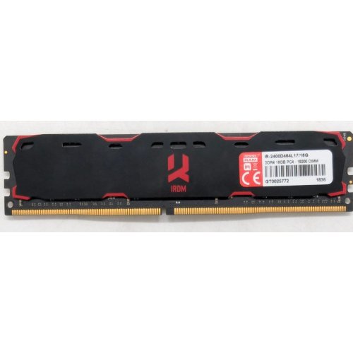 Озп GoodRAM DDR4 16GB 2400Mhz IRDM Black (IR-2400D464L17/16G) (Відновлено продавцем, 797366) купити з перевіркою сумісності: огляд, характеристики, ціна у Києві, Львові, Вінниці, Хмельницькому, Івано-Франківську, Україні | інтернет-магазин TELEMART.UA фото