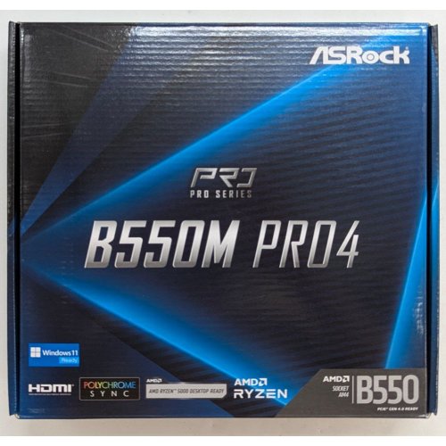 Материнська плата AsRock B550M Pro4 (sAM4, AMD B550) (Відновлено продавцем, 797697) купити з перевіркою сумісності: огляд, характеристики, ціна у Києві, Львові, Вінниці, Хмельницькому, Івано-Франківську, Україні | інтернет-магазин TELEMART.UA фото