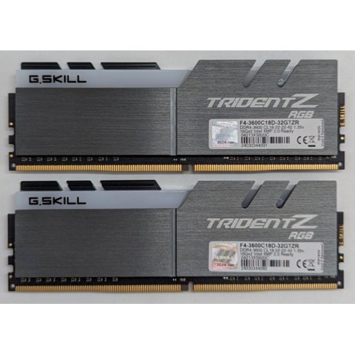 Купить Озу G.Skill DDR4 32GB (2x16GB) 3600Mhz Trident Z RGB (F4-3600C18D-32GTZR) (Восстановлено продавцом, 797817) с проверкой совместимости: обзор, характеристики, цена в Киеве, Днепре, Одессе, Харькове, Украине | интернет-магазин TELEMART.UA фото