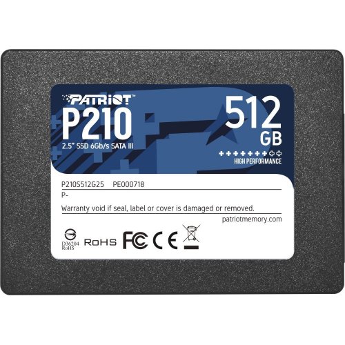Ssd-диск Patriot P210 512GB 2.5" (P210S512G25) (Відновлено продавцем, 797837) купити з перевіркою сумісності: огляд, характеристики, ціна у Києві, Львові, Вінниці, Хмельницькому, Івано-Франківську, Україні | інтернет-магазин TELEMART.UA фото
