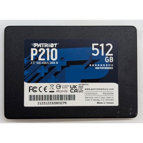 Ssd-диск Patriot P210 512GB 2.5" (P210S512G25) (Відновлено продавцем, 797837) купити з перевіркою сумісності: огляд, характеристики, ціна у Києві, Львові, Вінниці, Хмельницькому, Івано-Франківську, Україні | інтернет-магазин TELEMART.UA фото