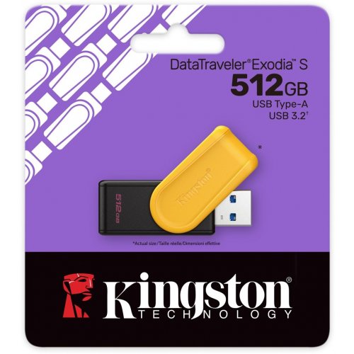Купить Накопитель Kingston DataTraveler Exodia S 512GB USB 3.2 Gen 1 (DTXS/512GB) Black/Yellow - цена в Харькове, Киеве, Днепре, Одессе
в интернет-магазине Telemart фото