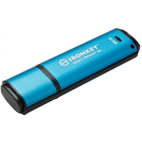 Купить Накопитель Kingston Vault Privacy 50 32GB USB 3.2 Gen 1 (IKVP50/32GB) Blue - цена в Харькове, Киеве, Днепре, Одессе
в интернет-магазине Telemart фото
