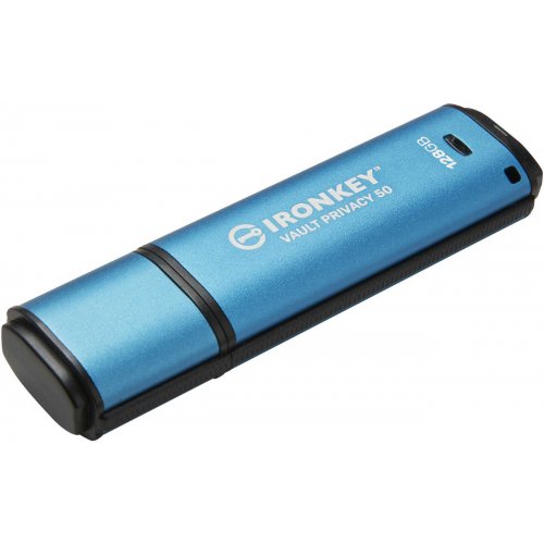 Купити Накопичувач Kingston Vault Privacy 50 128GB USB 3.2 Gen 1 (IKVP50/128GB) Blue - ціна в Києві, Львові, Вінниці, Хмельницькому, Франківську, Україні | інтернет-магазин TELEMART.UA фото