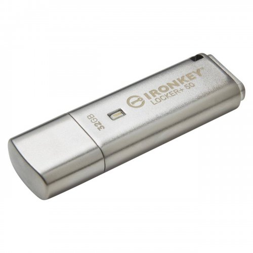 Купить Накопитель Kingston IronKey Locker+ 50 32GB USB 3.2 Gen 1 (IKLP50/32GB) Silver - цена в Харькове, Киеве, Днепре, Одессе
в интернет-магазине Telemart фото
