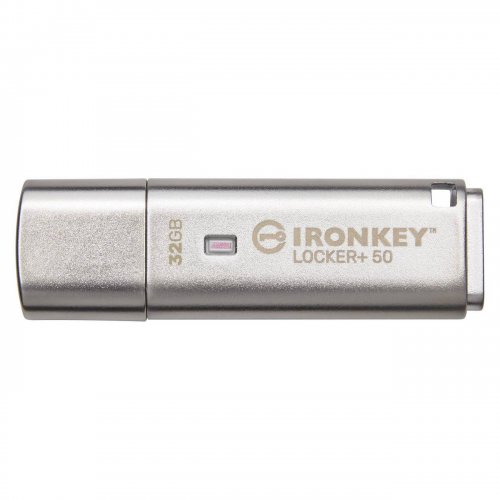 Купить Накопитель Kingston IronKey Locker+ 50 32GB USB 3.2 Gen 1 (IKLP50/32GB) Silver - цена в Харькове, Киеве, Днепре, Одессе
в интернет-магазине Telemart фото