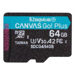 Карта памяти Kingston microSDXC Canvas Go! Plus G4 64GB Class 10 UHS-I U3 A2 V30 (SDCG4/64GBSP)