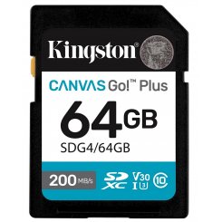 Карта памяти Kingston SDXC Canvas Go! Plus G4 64GB Class 10 UHS-I U3 V30 (SDG4/64GB)