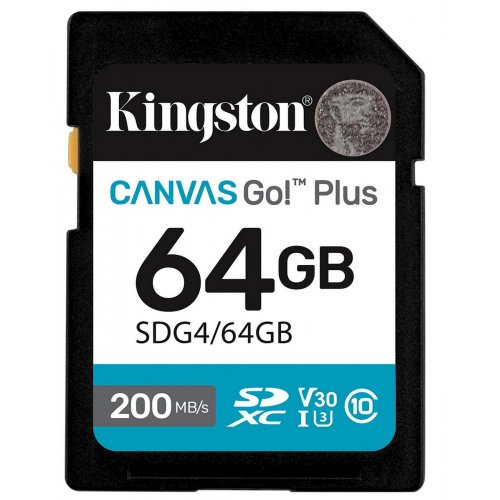 Купить Карта памяти Kingston SDXC Canvas Go! Plus G4 64GB Class 10 UHS-I U3 V30 (SDG4/64GB) - цена в Харькове, Киеве, Днепре, Одессе
в интернет-магазине Telemart фото