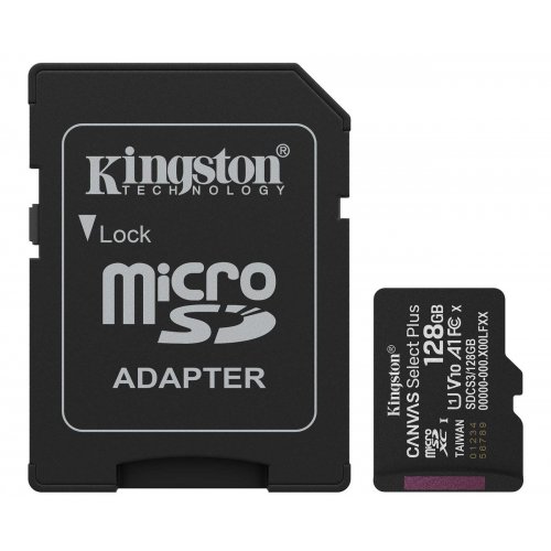 Купить Карта памяти Kingston microSDXC Canvas Select Plus G3 128GB Class 10 UHS-I U1 A1 V10 (с адаптером) (SDCS3/128GB) - цена в Харькове, Киеве, Днепре, Одессе
в интернет-магазине Telemart фото