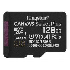 Карта памяти Kingston microSDXC Canvas Select Plus G3 128GB Class 10 UHS-I U1 A1 V10 (SDCS3/128GBSP)