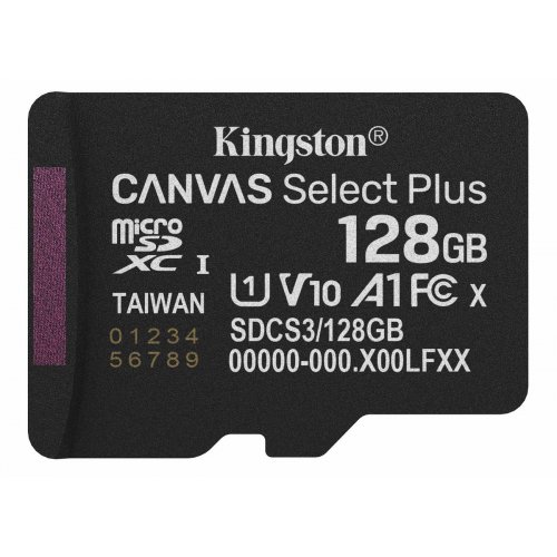 Купить Карта памяти Kingston microSDXC Canvas Select Plus G3 128GB Class 10 UHS-I U1 A1 V10 (SDCS3/128GBSP) - цена в Харькове, Киеве, Днепре, Одессе
в интернет-магазине Telemart фото