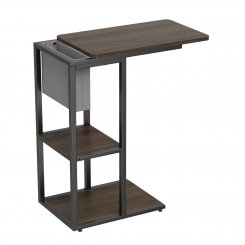 Приставний столик із лотком для зберігання OfficePro SD175 Dark Wood/Black